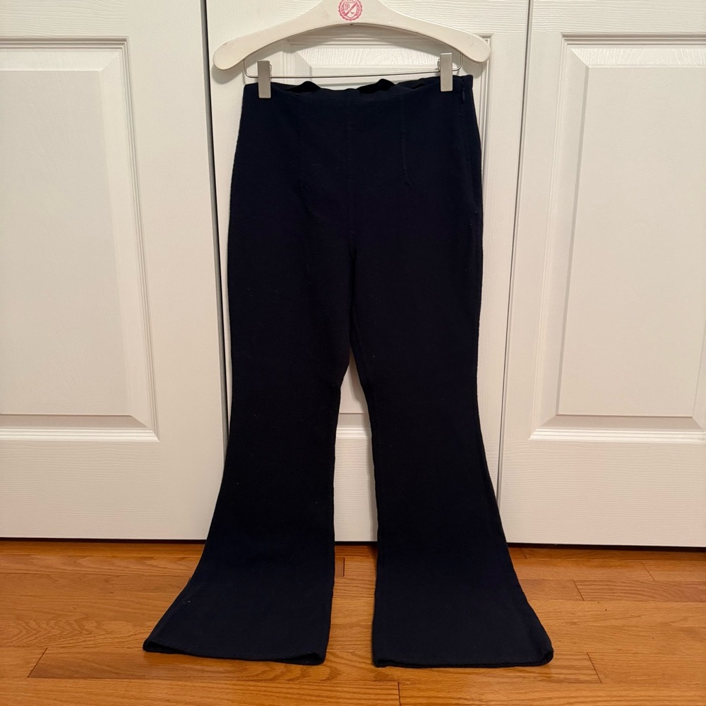 Michael Kors Collection Boiled Wool Flare Leg/Bootcut Pants in Navy - Picture 2 of 4